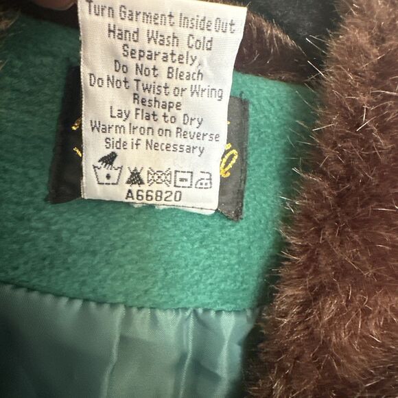 Bob Mackie Vest Women's size Medium  Vintage Green Fleece Embroidered Zip Collar - Picture 9 of 11